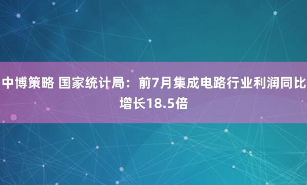 中博策略 国家统计局：前7月集成电路行业利润同比增长18.5倍